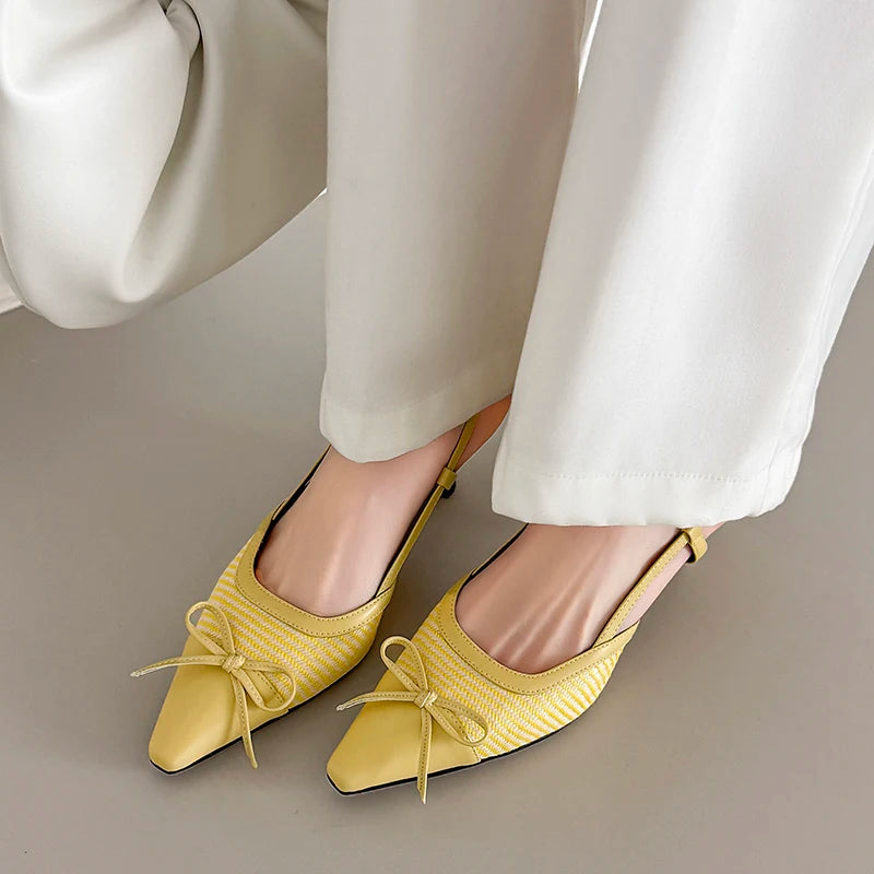 Elegant Bowtie Weave Sandals With Buckle for Women