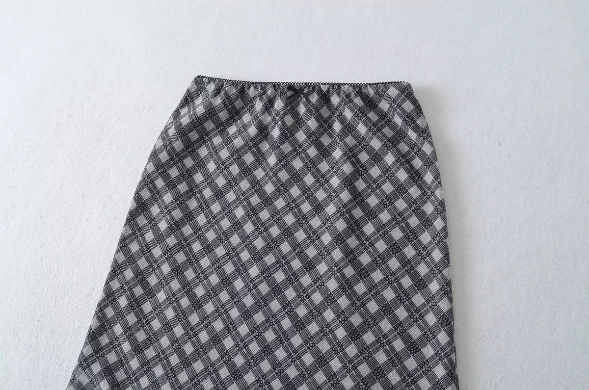 Printed High Waist A-Line Mid-Calf Skirt