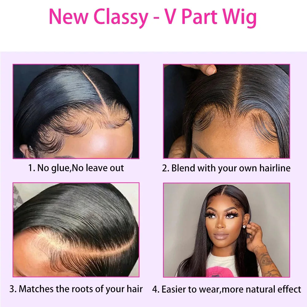 V Part Glueless Body Wave Brazilian Human Hair Wig For Women