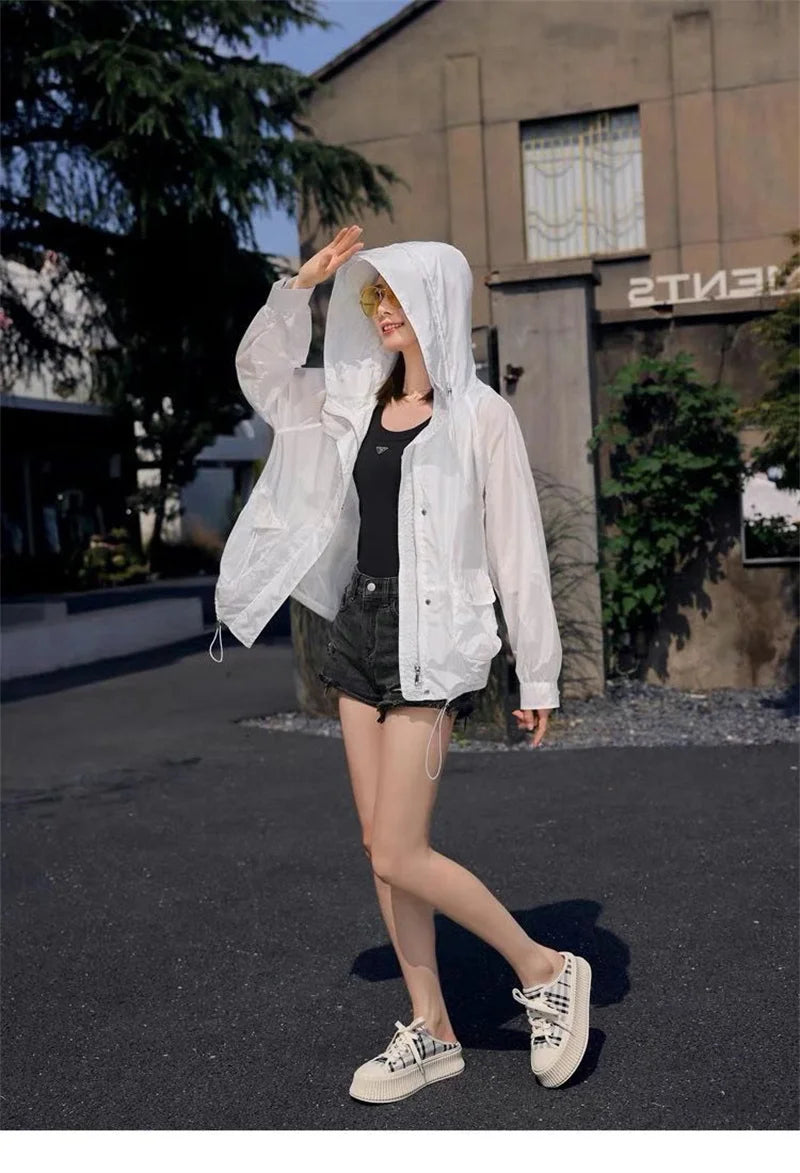 Casual Loose Fit Breathable Hooded Jacket for Women
