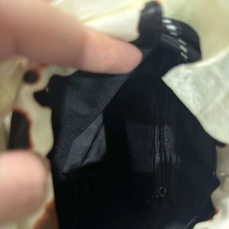 New Leopard Print Bag Fashion Cow Pattern Drawstring Bucket Bag Texture Brand Design Crossbody Bag Lady Versatile Storage Bag