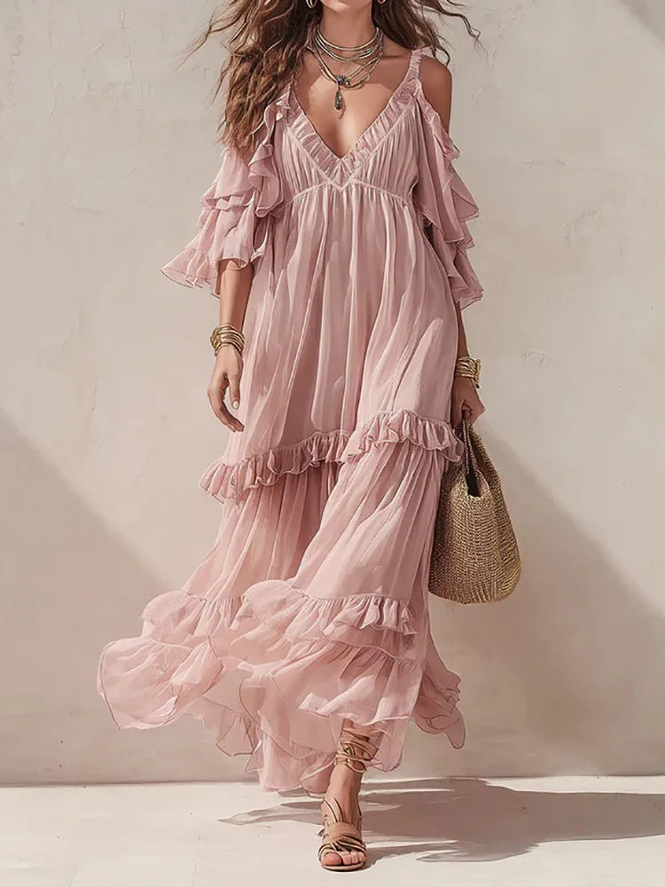 Bohemian Sleeveless Patchwork Maxi Dress for Women