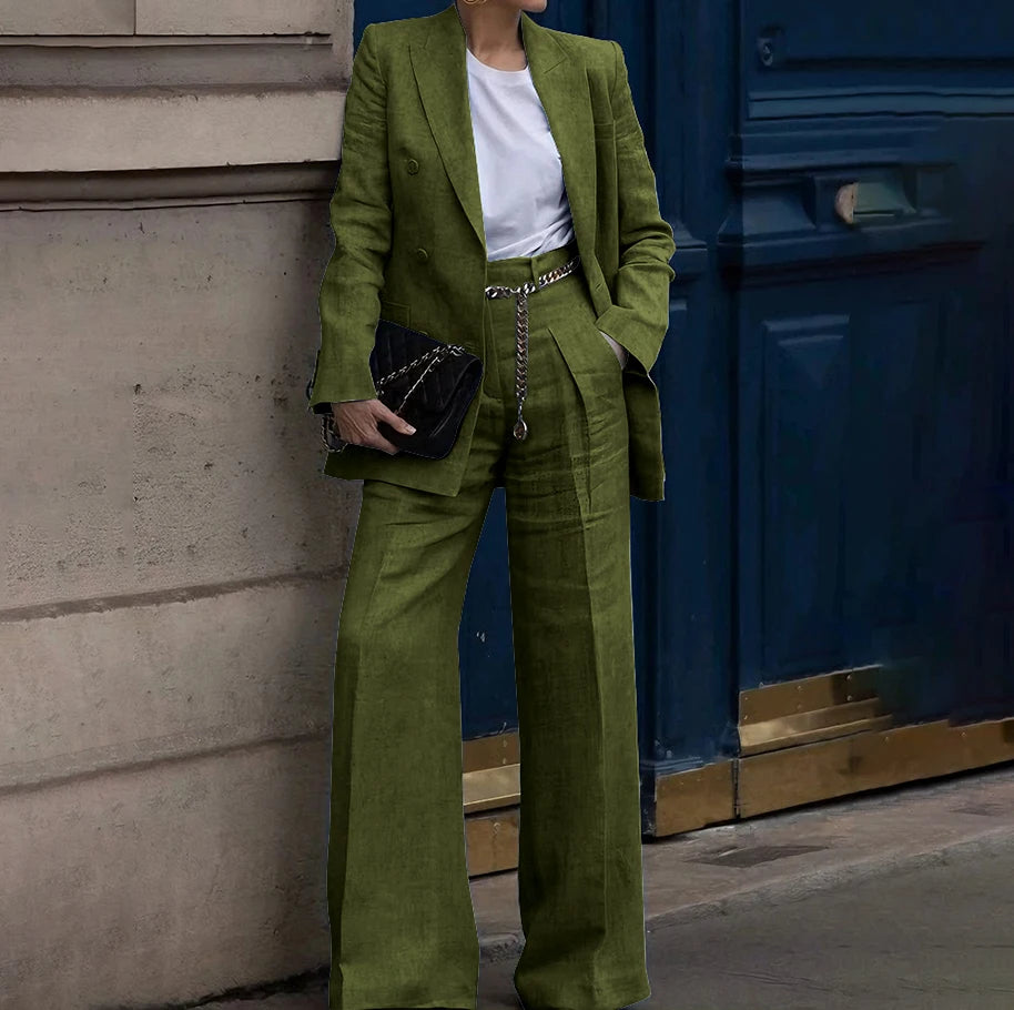 Double Breasted Classic Two Piece Suit Set for Women
