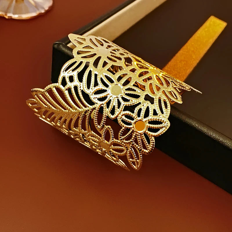 Layered Geometric Metal Cuff Bracelet