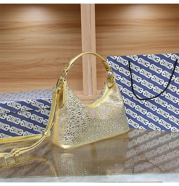 Large Capacity Rhinestone Evening Handbag for Women