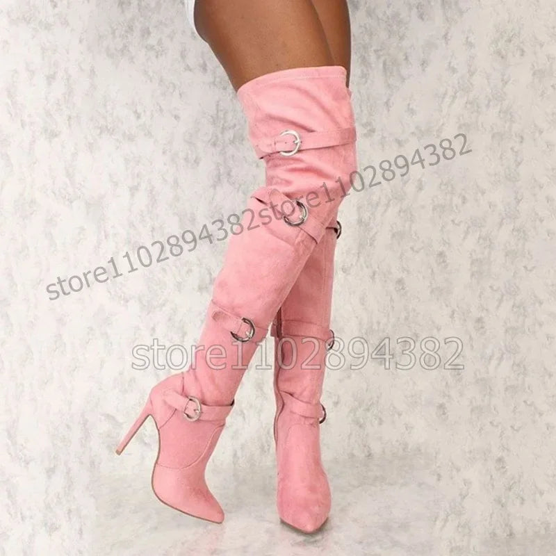 Pointed Toe Stiletto Boots With Side Zipper For Women