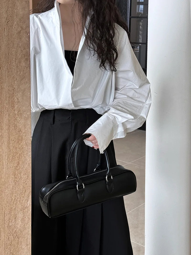 Batwing Sleeve Stand Collar Blouse