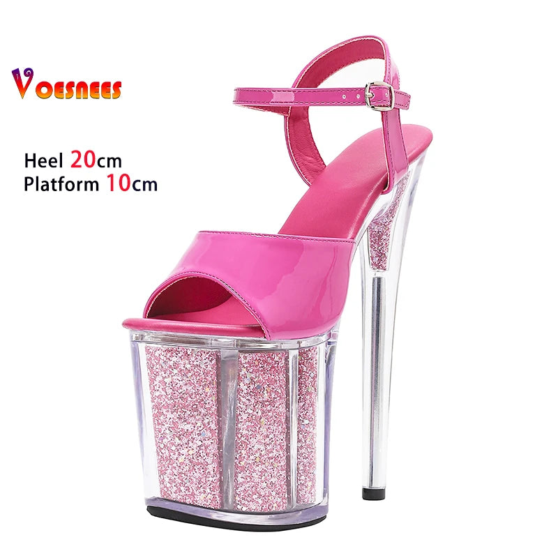 Crystal Clear Platform Nightclub Sandals for Women