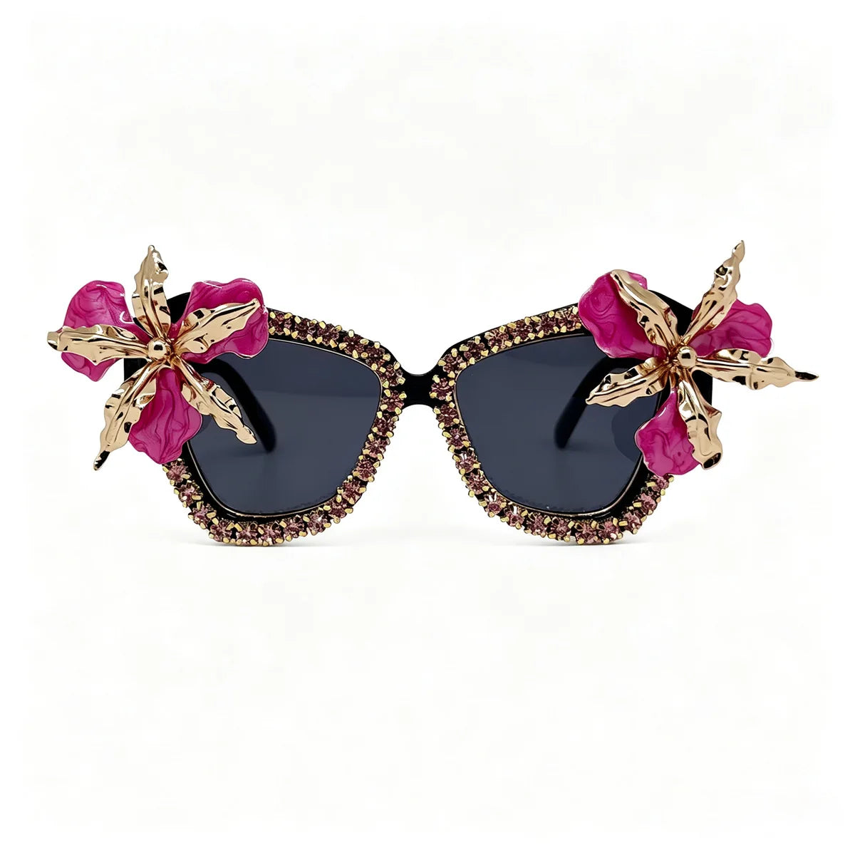 3D Flower Rhinestone Oversized Sunglasses