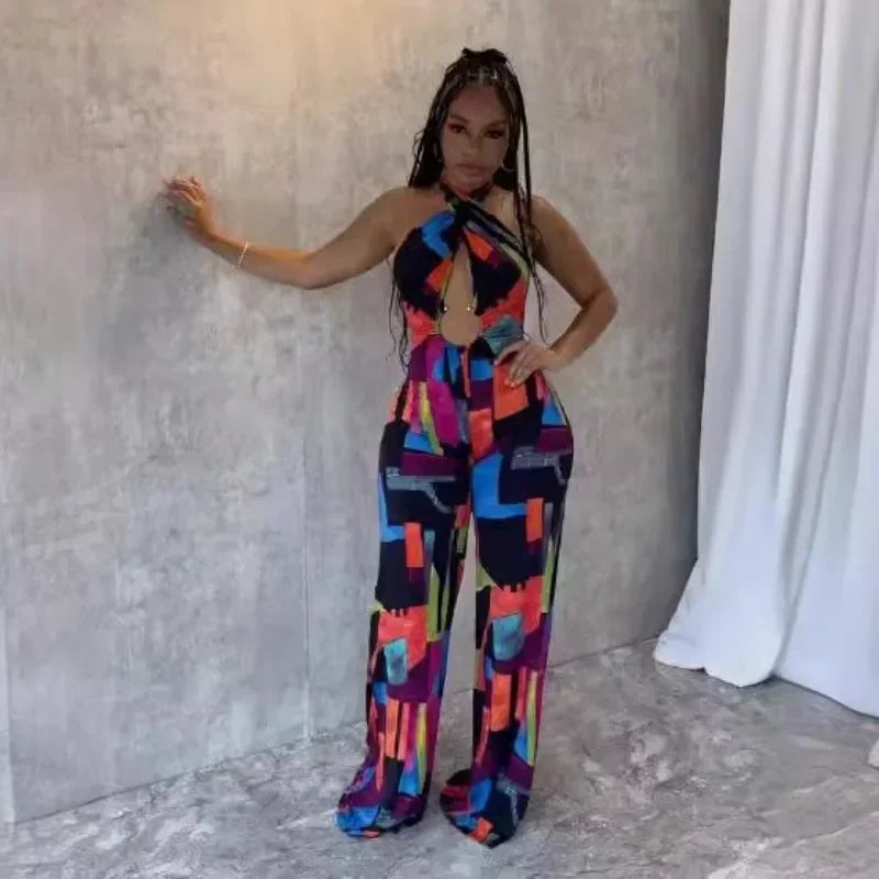 Halter Backless Wide Leg Jumpsuit