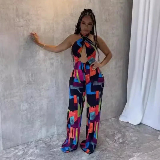 Halter Backless Wide Leg Jumpsuit
