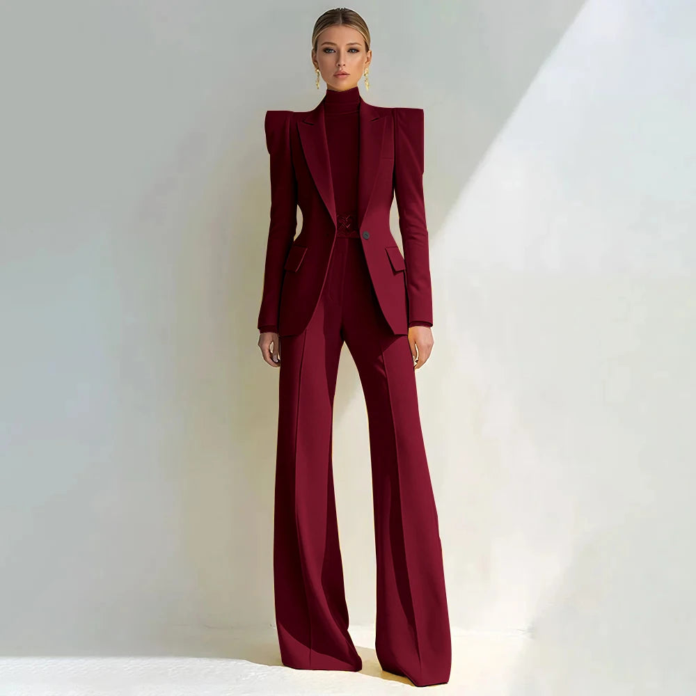 Stylish Double Breasted Two Piece Pantsuit for Women