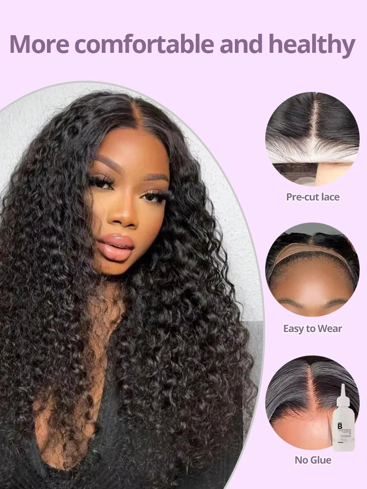 Glueless Deep Wave Water Curl Wig
