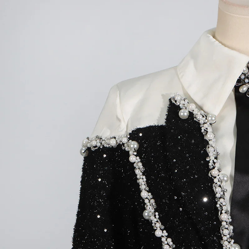 Sequin Beaded Patchwork Mini Dress