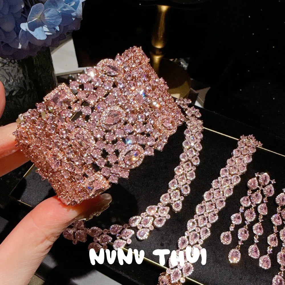 Vintage Sparkling Zircon Water Drop Cuff Bracelet for Women