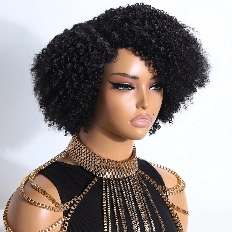 Glueless Short Curly Pixie Lace Bob Hair Wig for Women