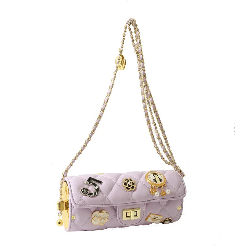 Textured Diamond Grid Crossbody Shoulder Bag for Women