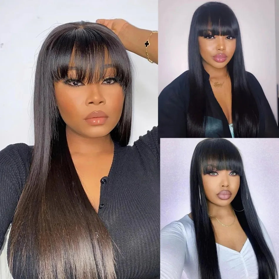 Bone Straight Middle Part Human Hair Lace Wig for Women