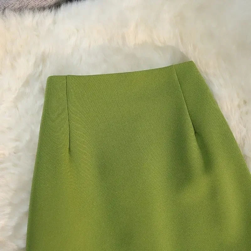 Tailored High Waist Solid Split Midi Skirt for Women