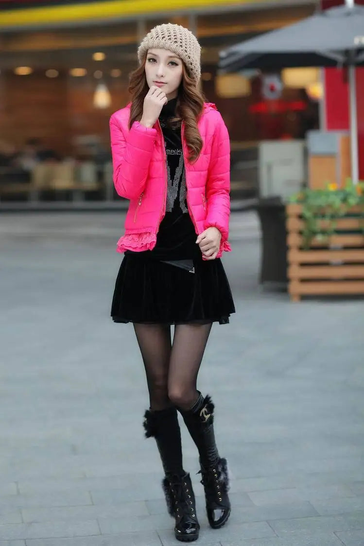 2025 New Women Cotton Jacket Coat Autumn Winter Fashion Warm Parkas Hooded Jacket