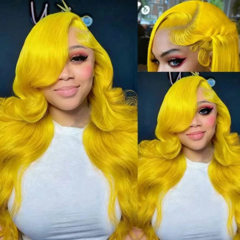 Bright Red Body Wave Heat Resistant Lace Front Wig for Women