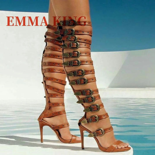 Thigh High Buckled Gladiator Sandals