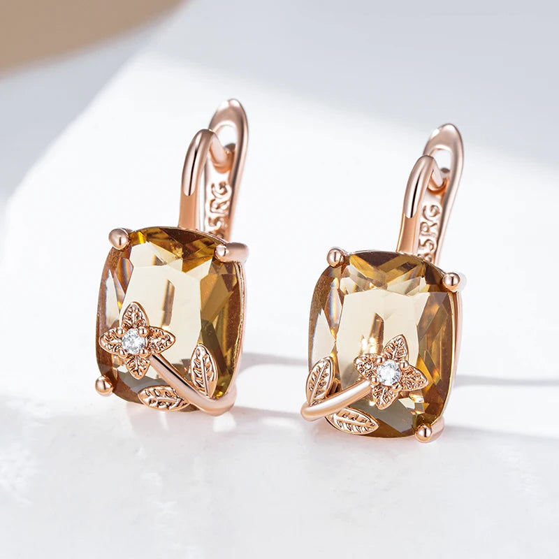 Rose Gold Tone Zircon Drop Earrings