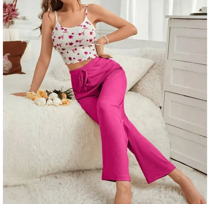 Two Piece Sets Womens Outfits Summer 2024 New Pajama Tank Top Home Clothes Strap Pants Casual and Comfortable Vests Suit Female