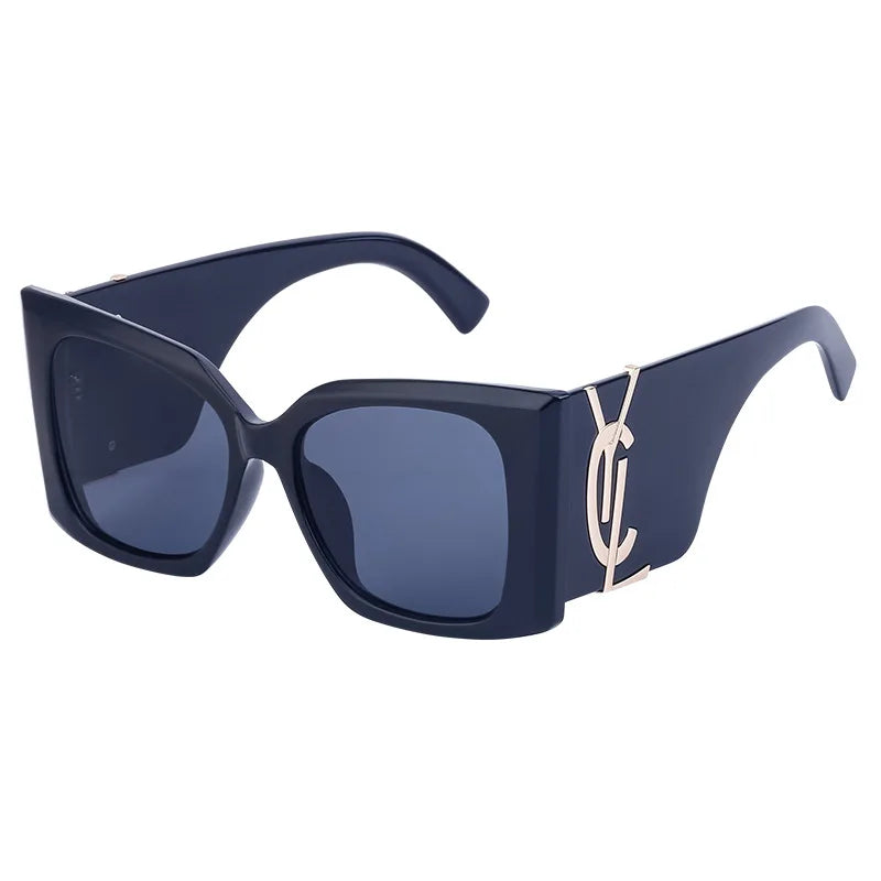Retro Gold Gradient Square Frame Sunglasses for Women