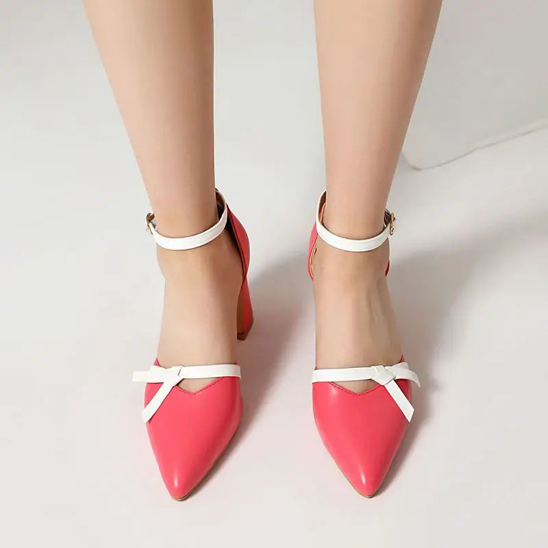 Pointed Toe Buckle Strap Bowknot Sandals for Women