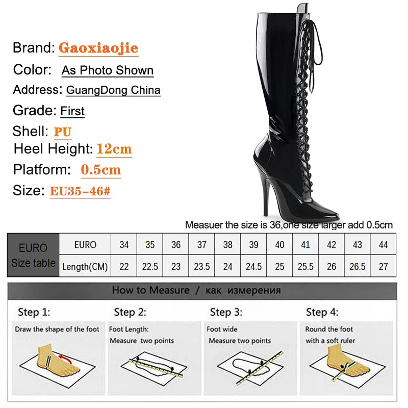 Patent Leather Stiletto Knee High Boots