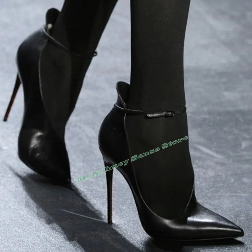 Cut Out Pointed Toe Pumps With Buckle Strap For Women
