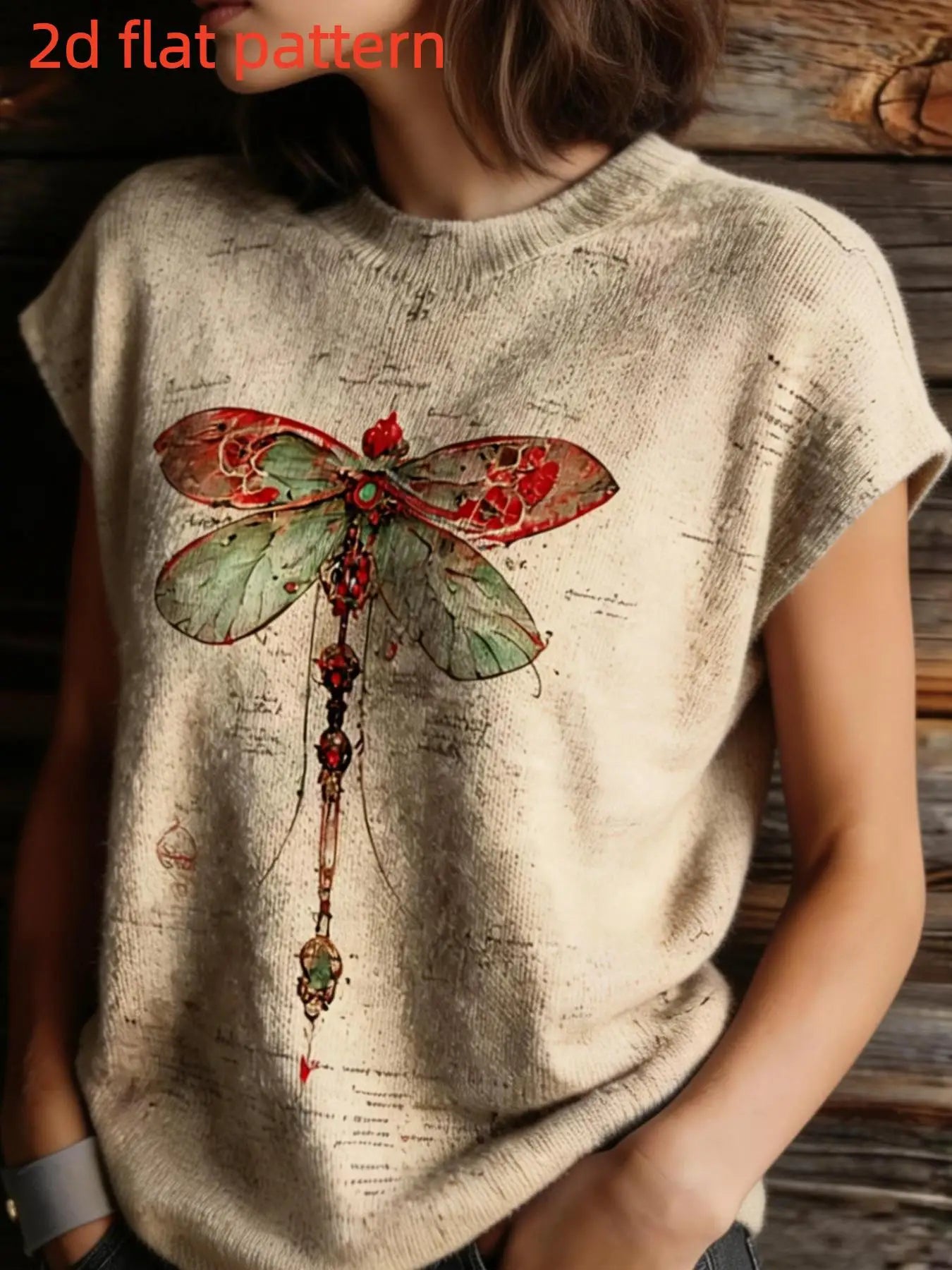 Printed Design Sleeveless Round Neck Top for Women