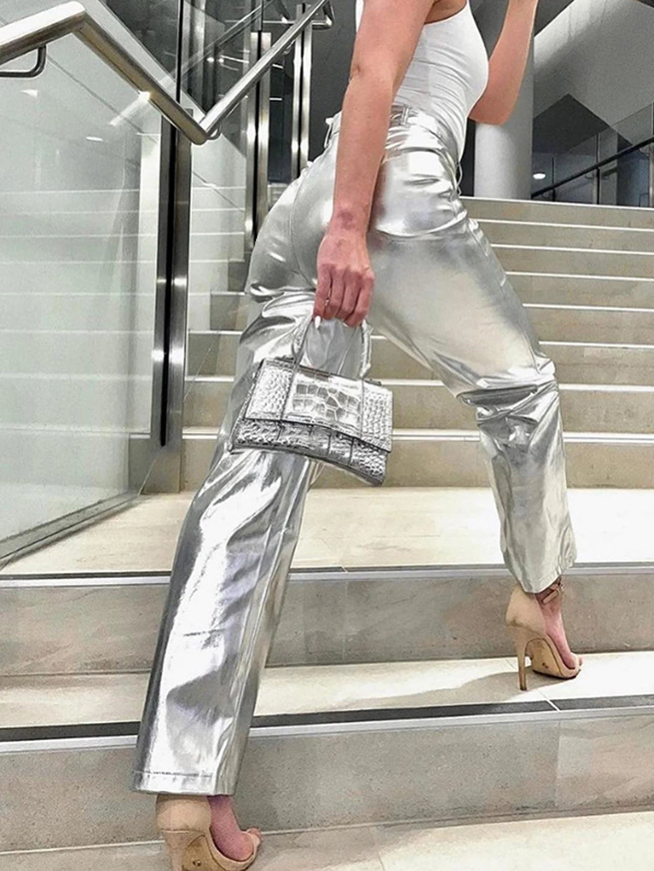 Candy Color Glossy PU Leather Pants