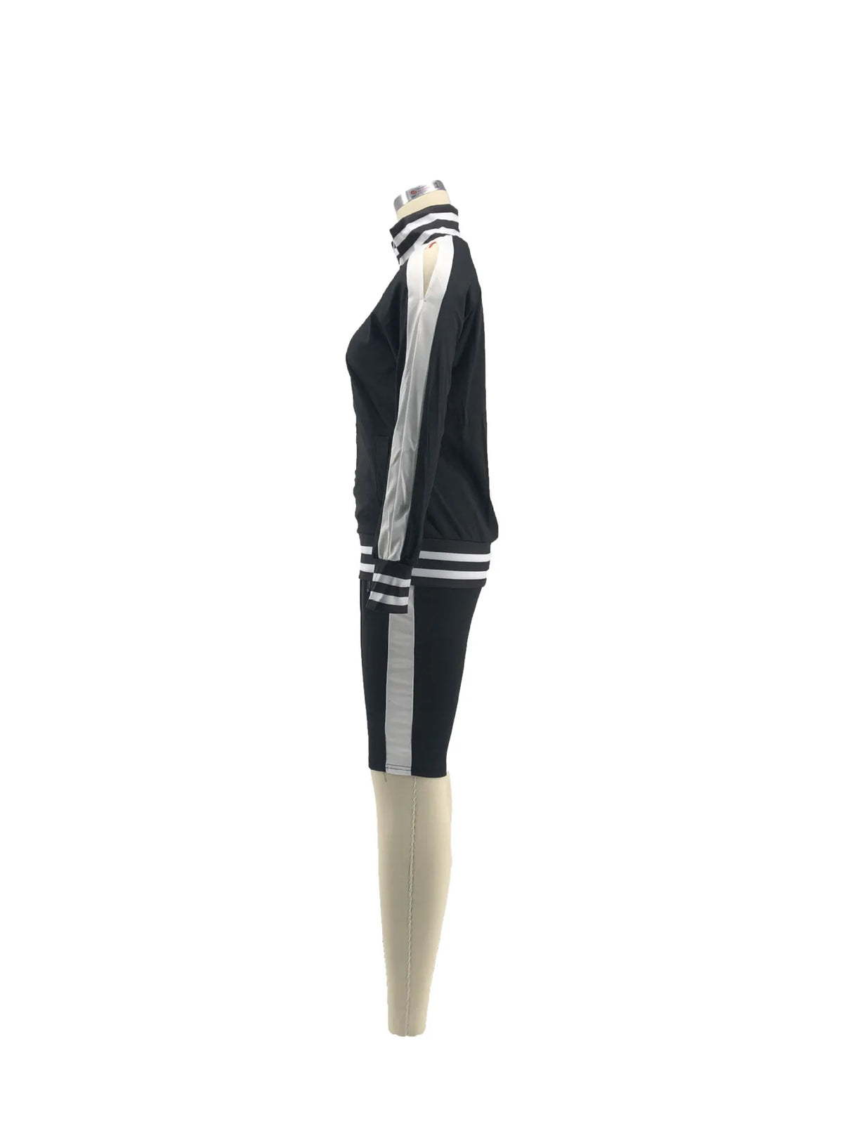 Casual Cold Shoulder Zipper Tracksuit Set for Women