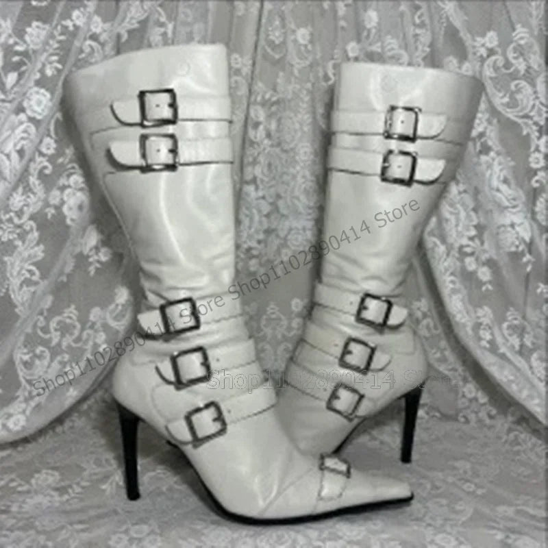 White Matte Leather Ankle Boots With Side Zipper for Women
