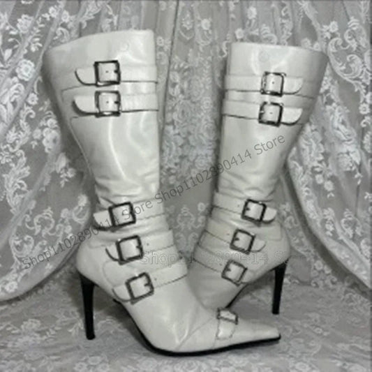 White Matte Leather Ankle Boots