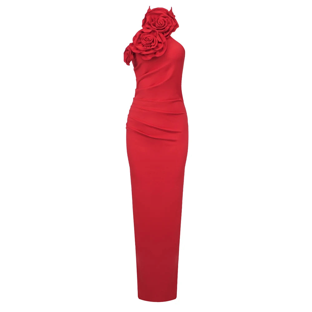 Chic Floral Embellished Birthday Long Dress for Women