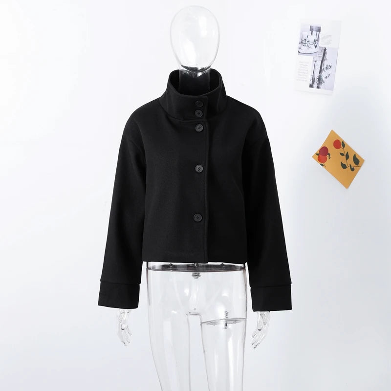 Casual Woolen Stand Collar Autumn Winter Coat for Women