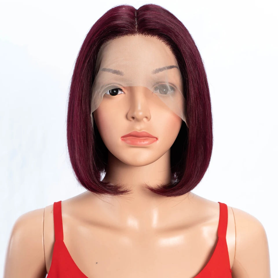 Short Straight Highlight Blonde Lace Front Bob Wig for Women