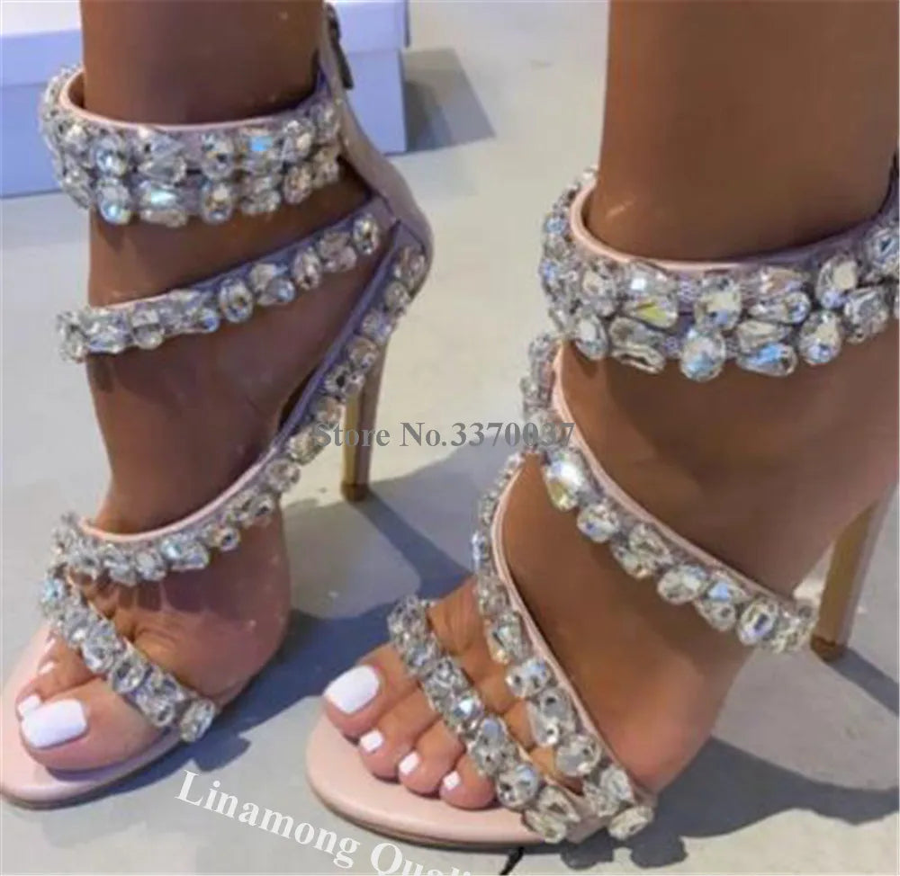 Rhinestone Strappy Stiletto Sandals