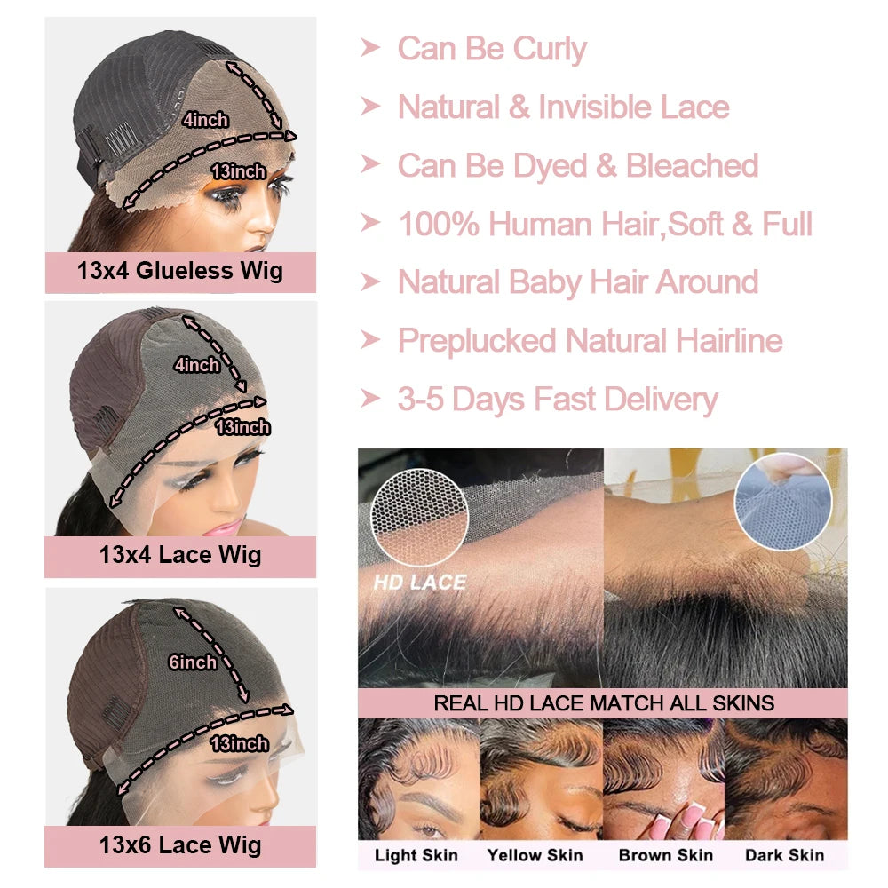 Short Glueless Body Wave Lace Front Bob Wig for Women