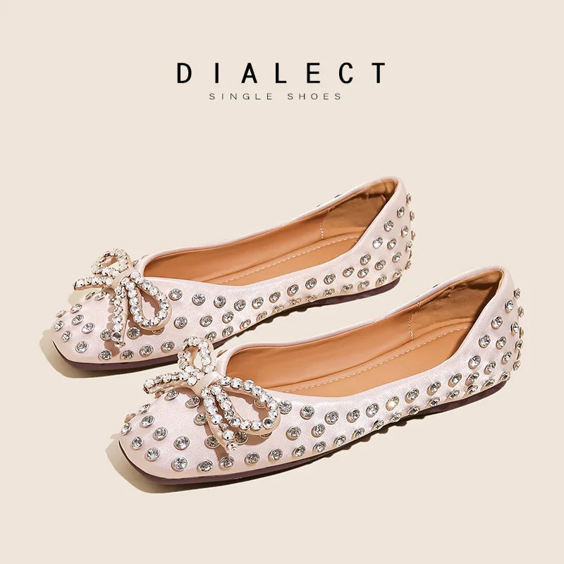 Elegant Rhinestone Bowknot Mary Jane Shoes For Women