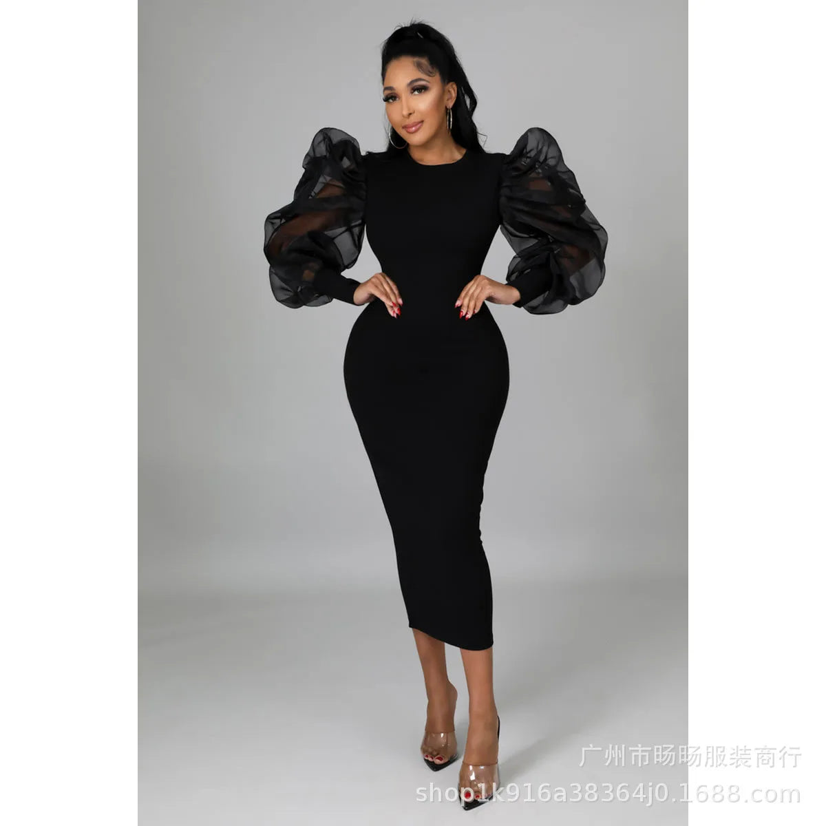 Women White Long Dress Lace Lantern Full Sleeve Round Neck A Line Dresses Elegant Ladies Splice Skirts Autumn Formal Vestidos