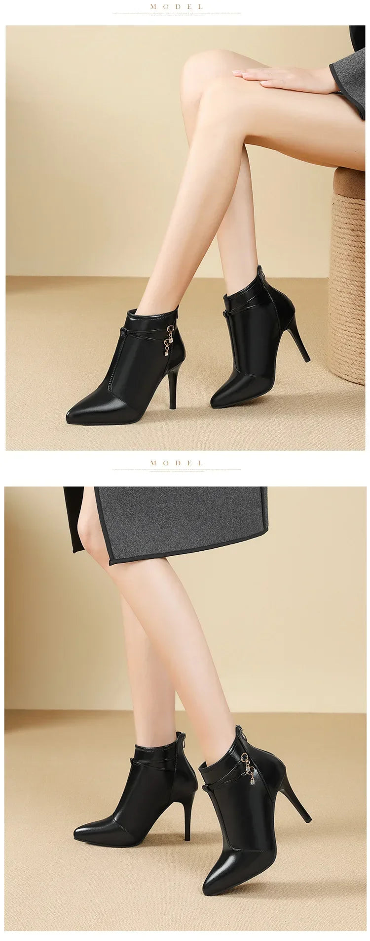 Crystal Pointed Toe High Heel Ankle Boots for Women