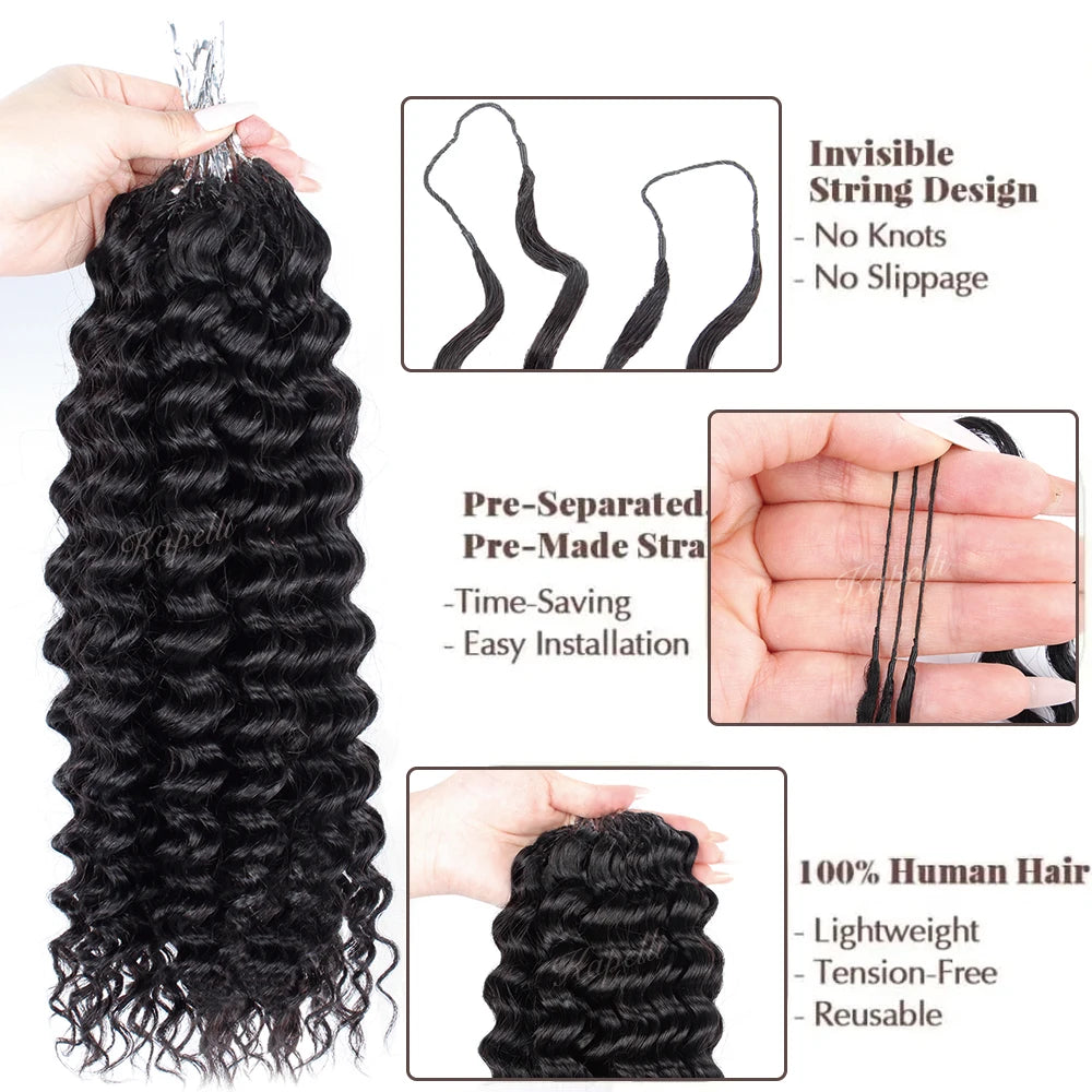 Pre-Divided Deep Wave Human Hair Crochet Extensions for Women