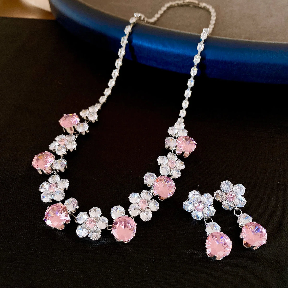 Floral Cubic Zirconia Necklace Set