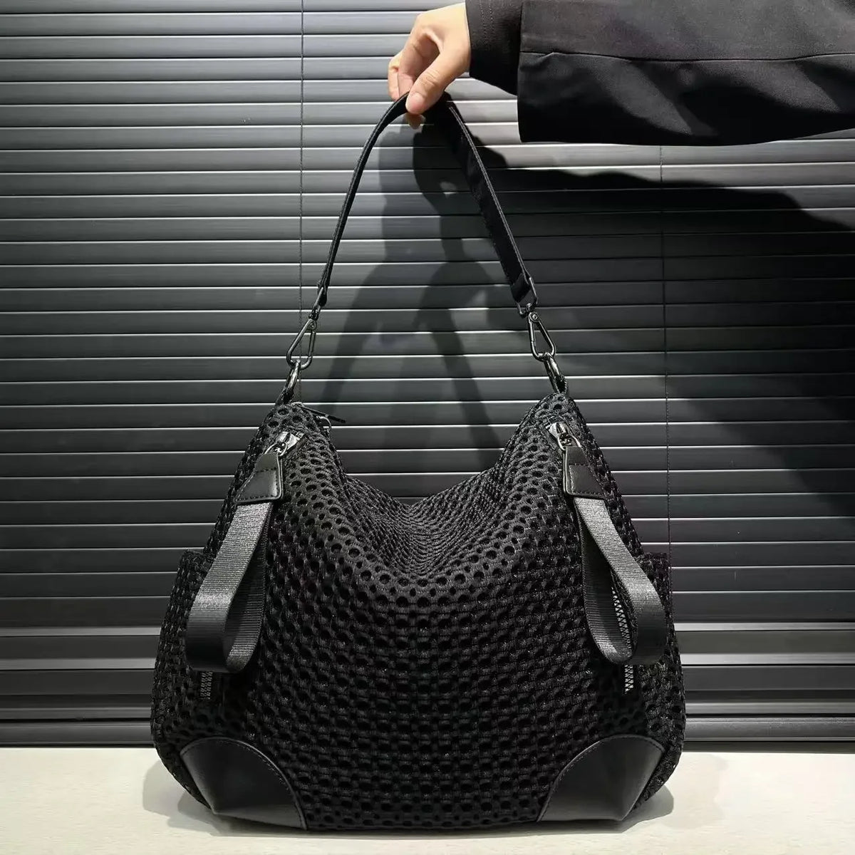 Retro Nylon Mesh Shoulder Bag With Large Capacity for Women