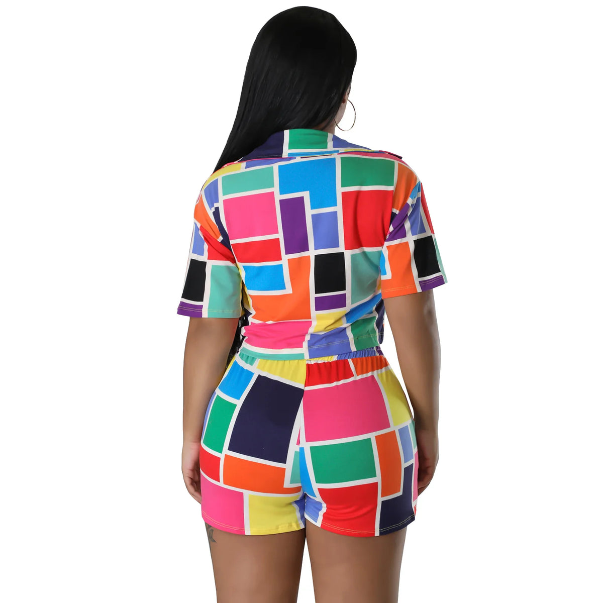 African Print Dashiki Two Piece Set With Shorts for Women