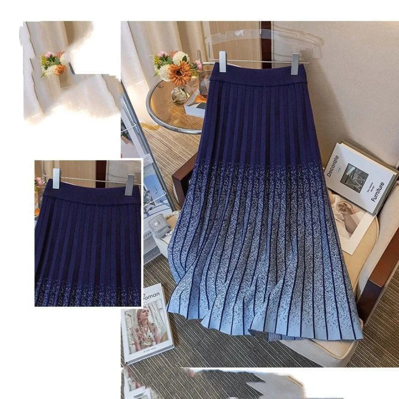 Relaxing Fit Pleated High Waist A Line Midi Skirt For Women